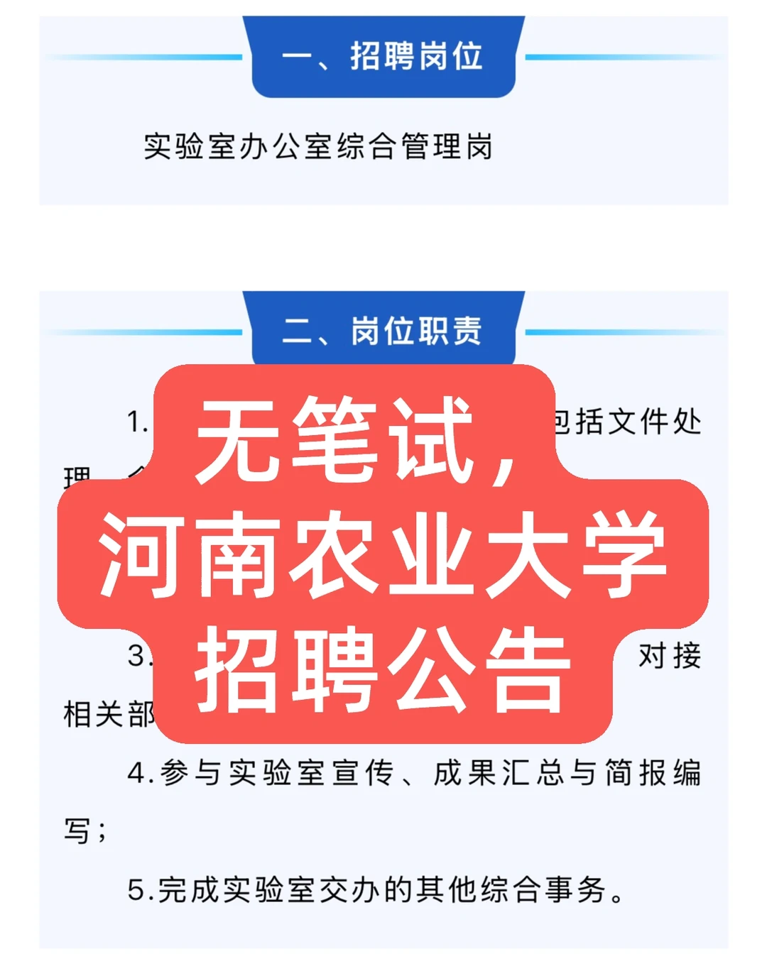 无笔试，河南农业大学引进公告！