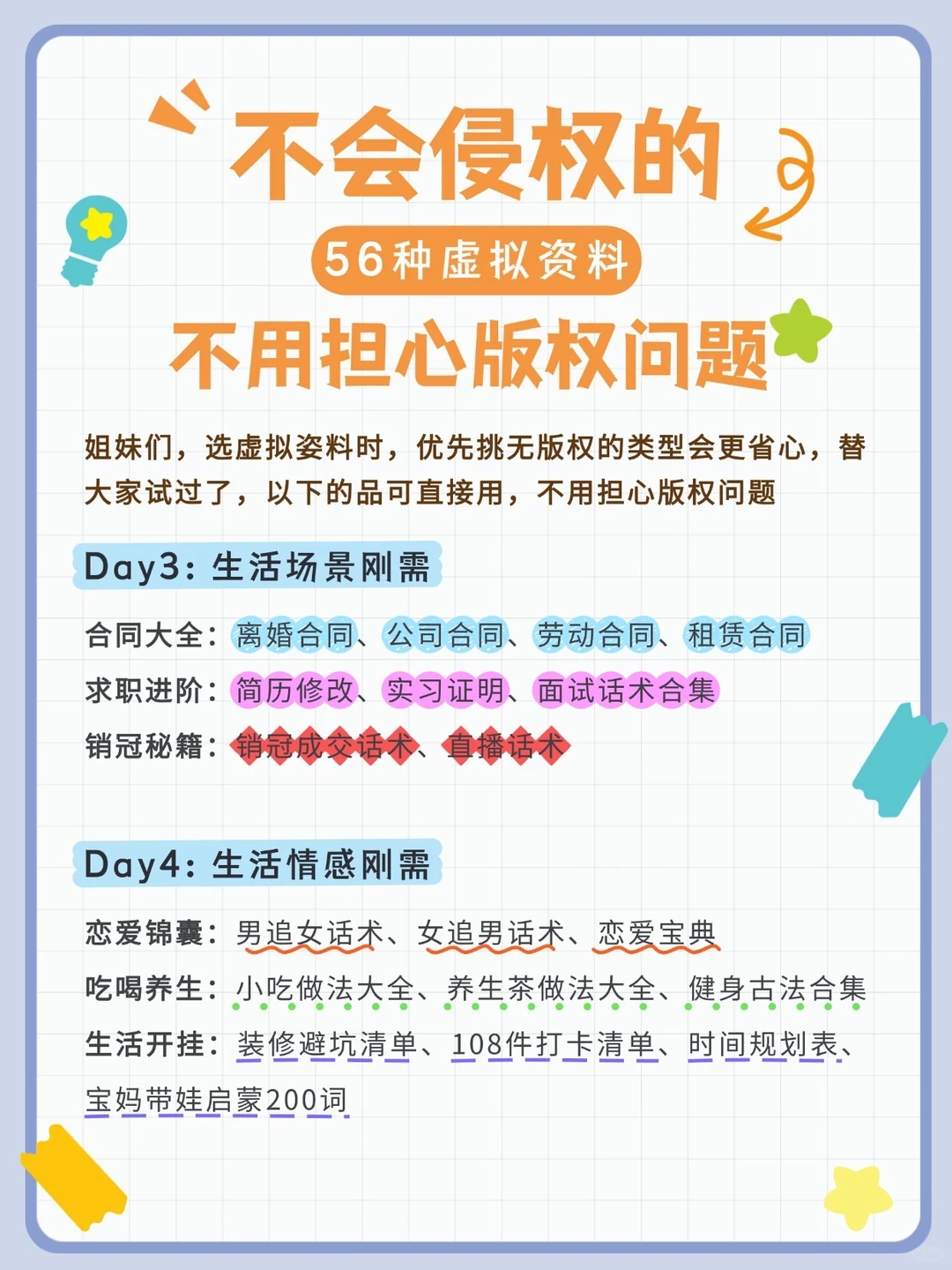 🙅🏻‍♀️不用担心版权问题的虚拟资料选品！