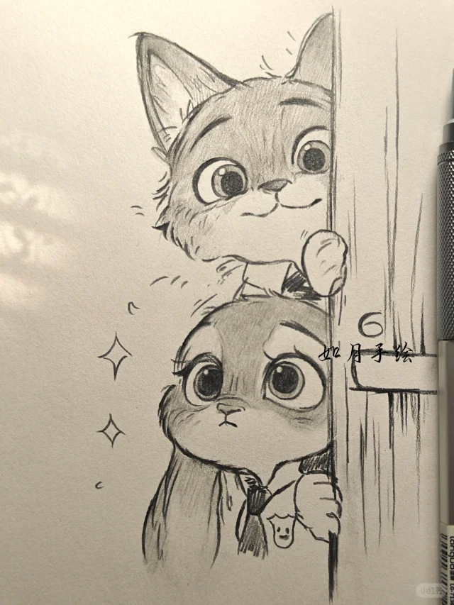 教你画尼克朱迪尼克朱迪 疯狂动物城 简笔画卡通画临摹