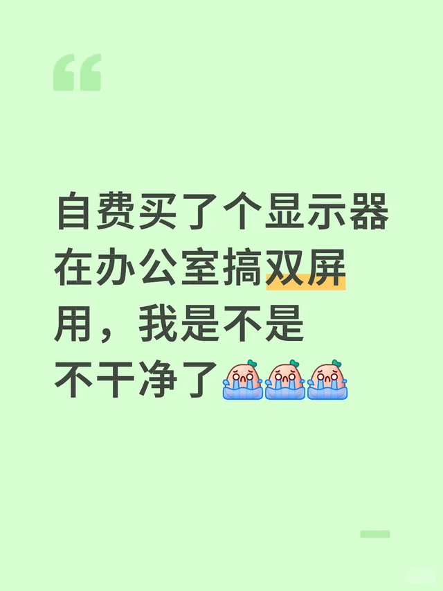 自费买了个显示器在办公室搞双屏用，我是不是不干净了