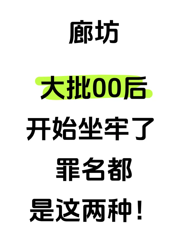 廊坊大批00后开始坐牢了 罪名都是这两种