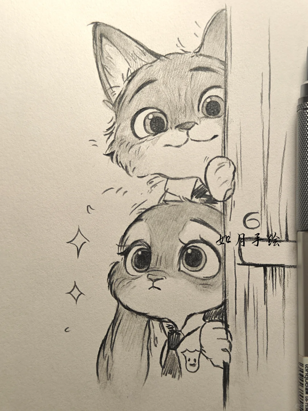 教你画尼克朱迪尼克朱迪 疯狂动物城 简笔画卡通画临摹