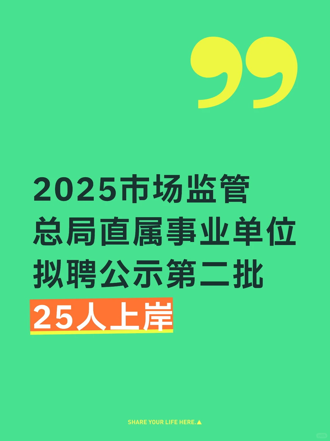 2025市场监管局事业单位拟聘公示 25人上岸