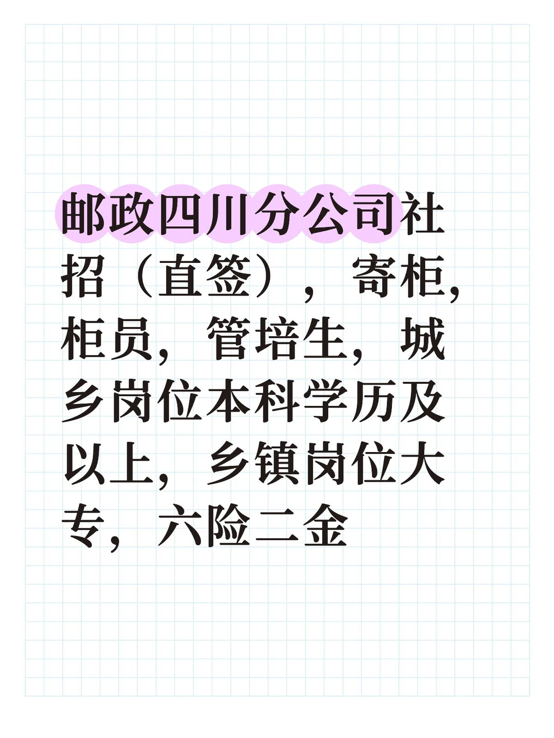 邮政集团有限公司四川分公司2025年度招聘