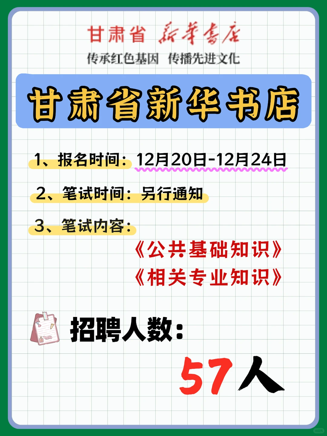 甘肃省新华书店公开招录，笔试怎么考？