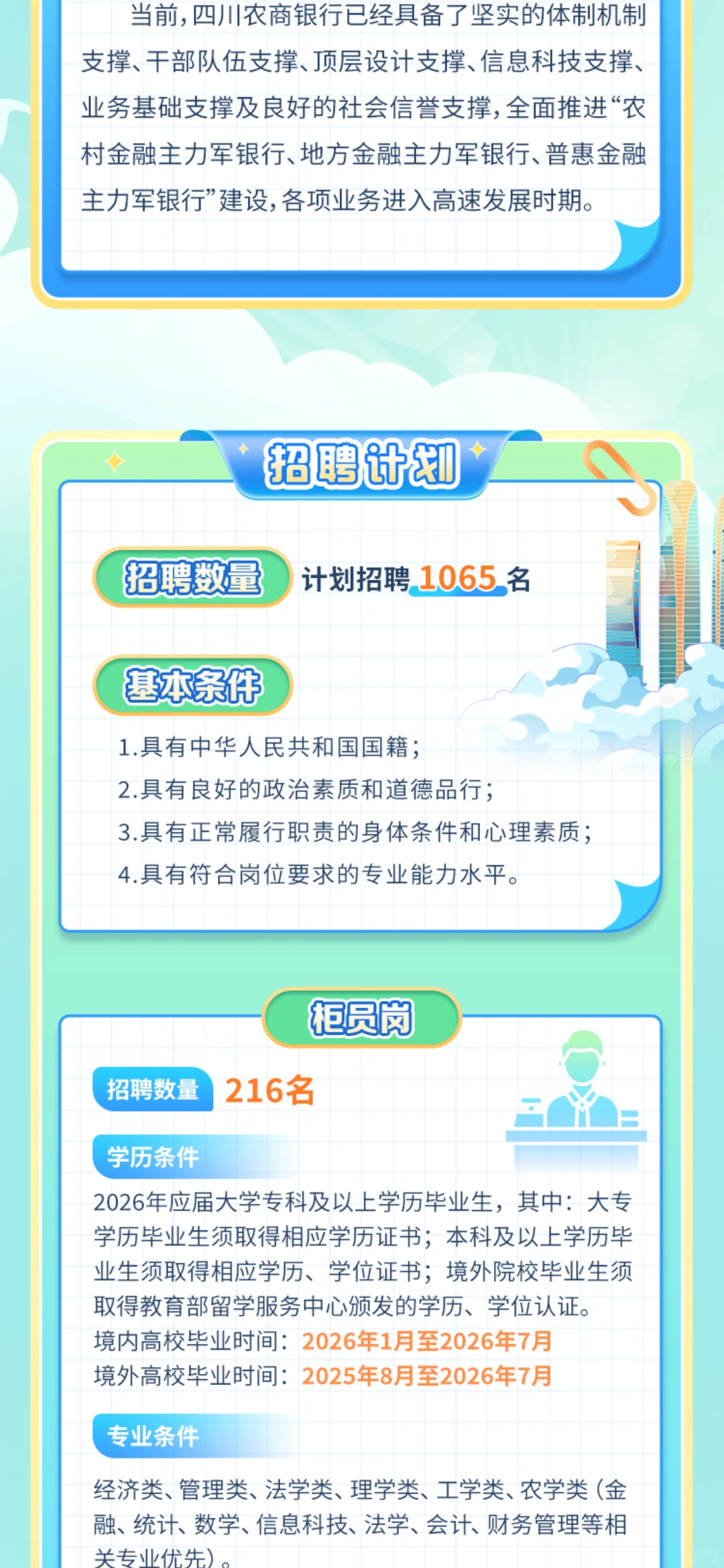 四川农商银行2026年校园招聘公告