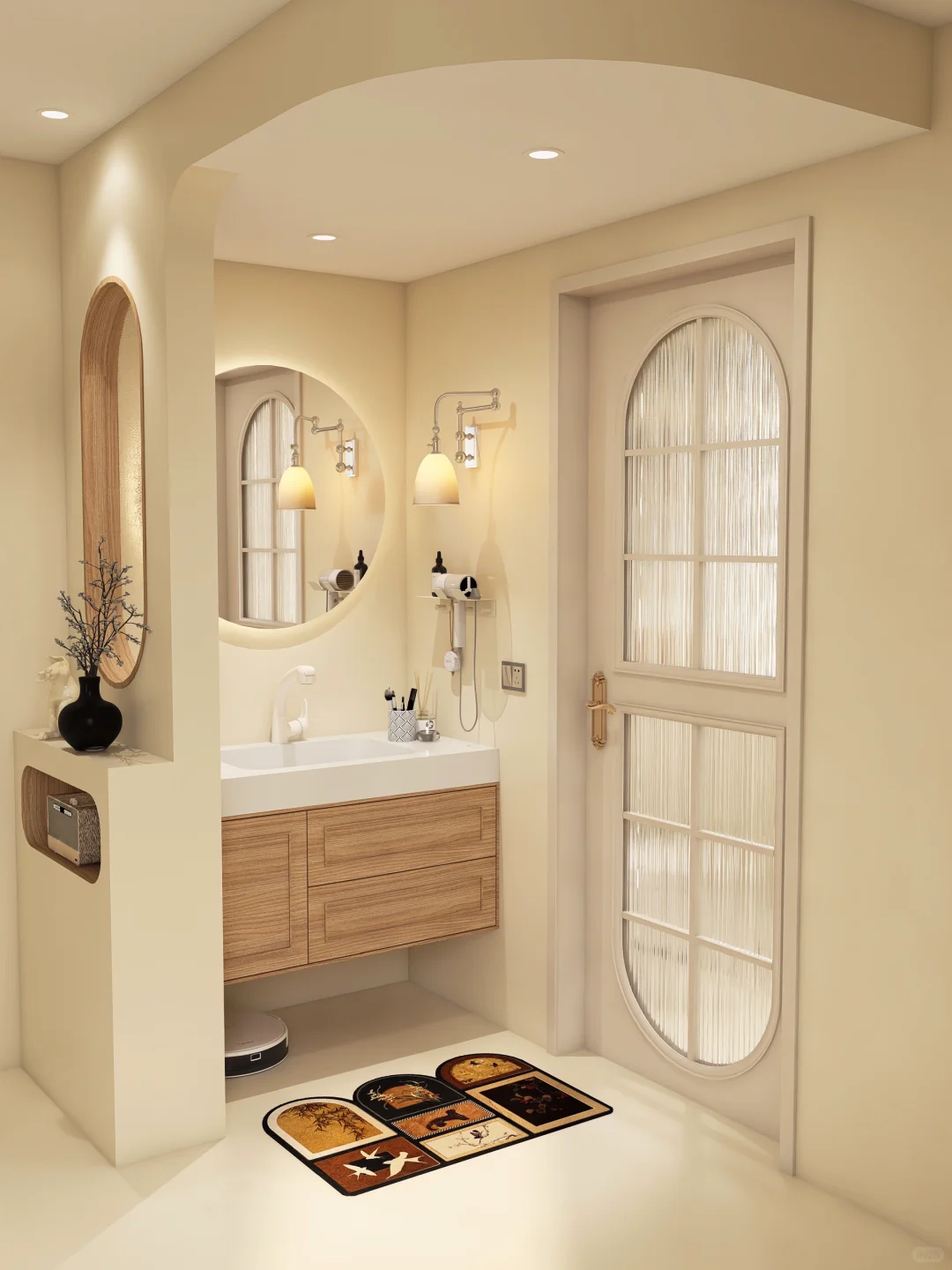 一整个惊艳住☀️原木奶油卫生间这样装太治愈