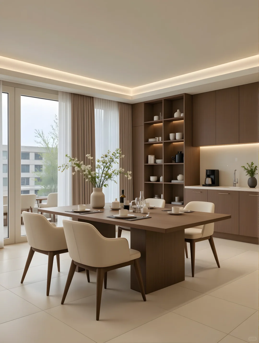 极简中古风就是要胡桃木+大白墙