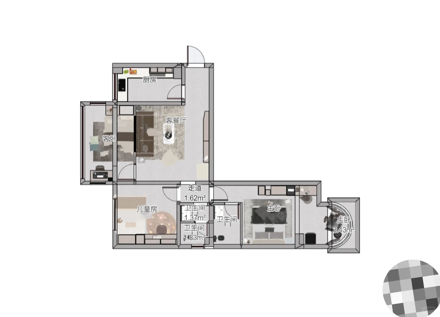 丛台区连城别苑109平3房2卫，精装修拎包住