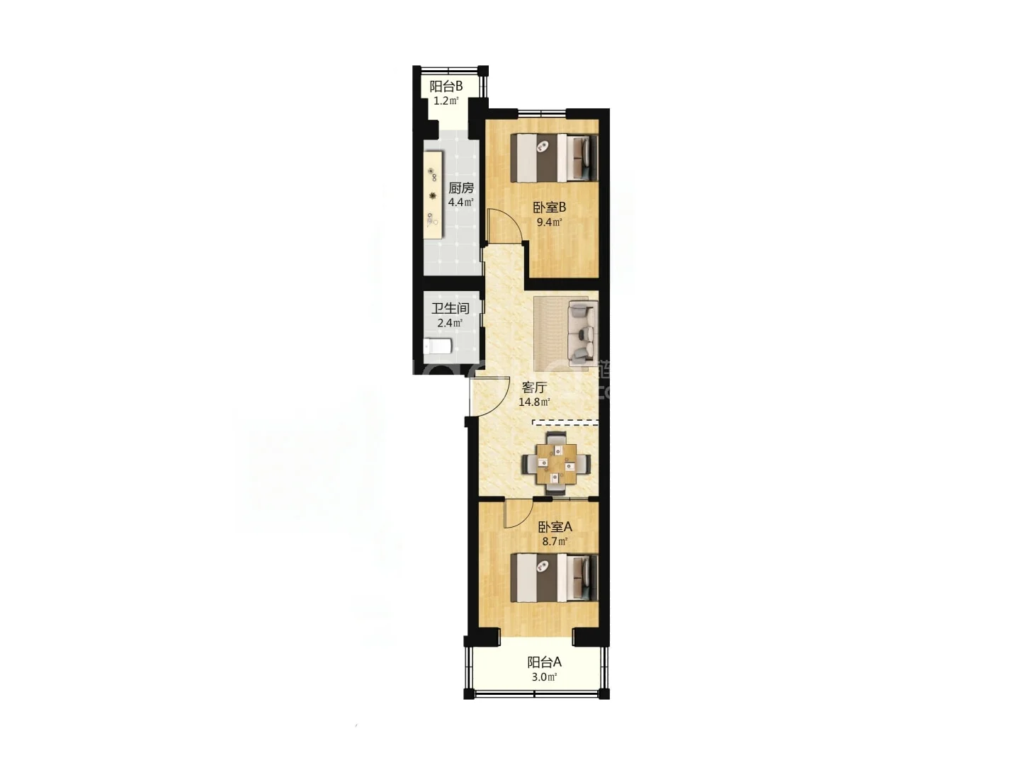 北工大20万精装修｜首付30两居｜非顶层一层