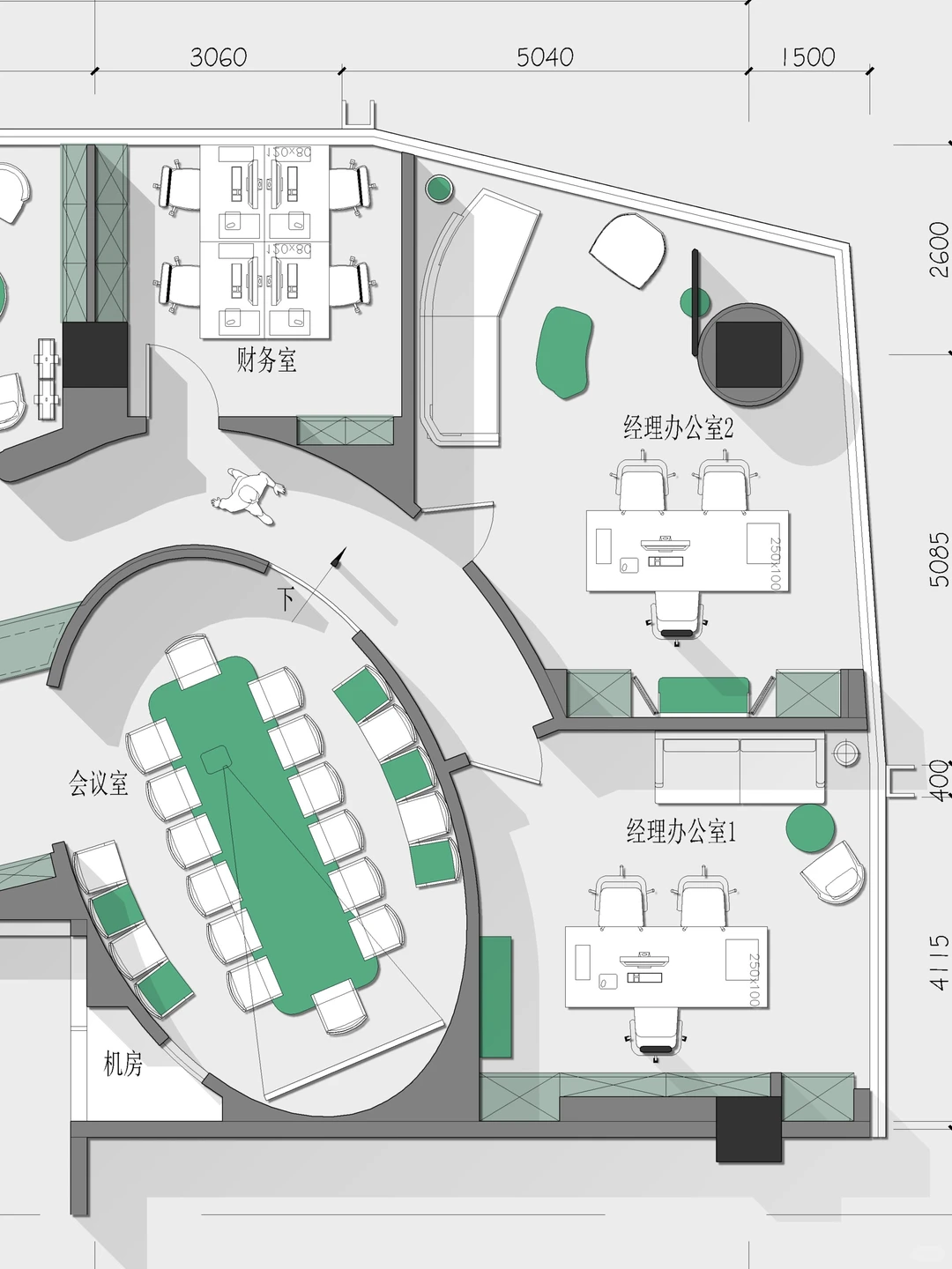 年前装修办公室250平办公室设计