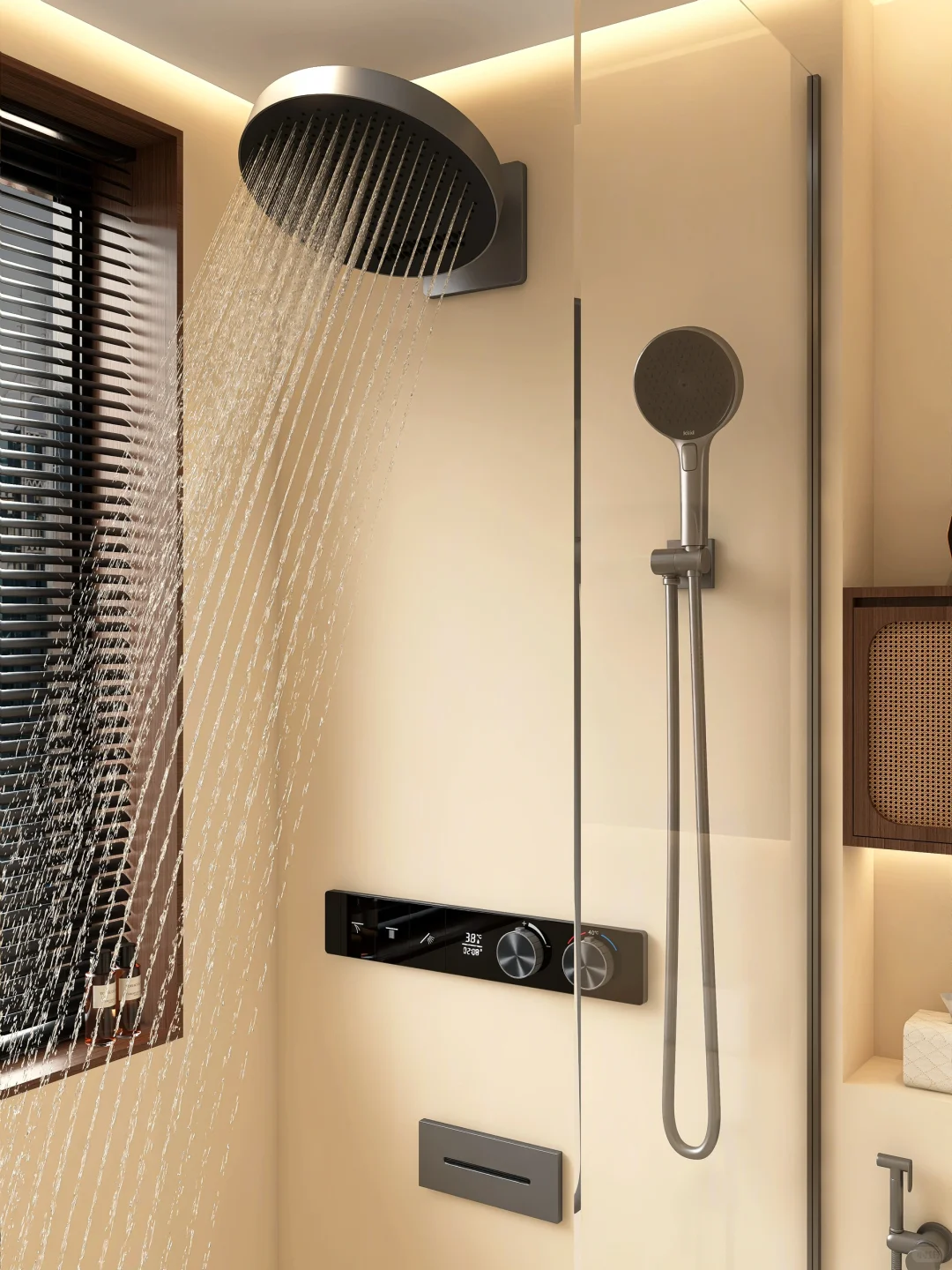 疯狂安利！三分离中古浴室搭配暗装花洒绝了