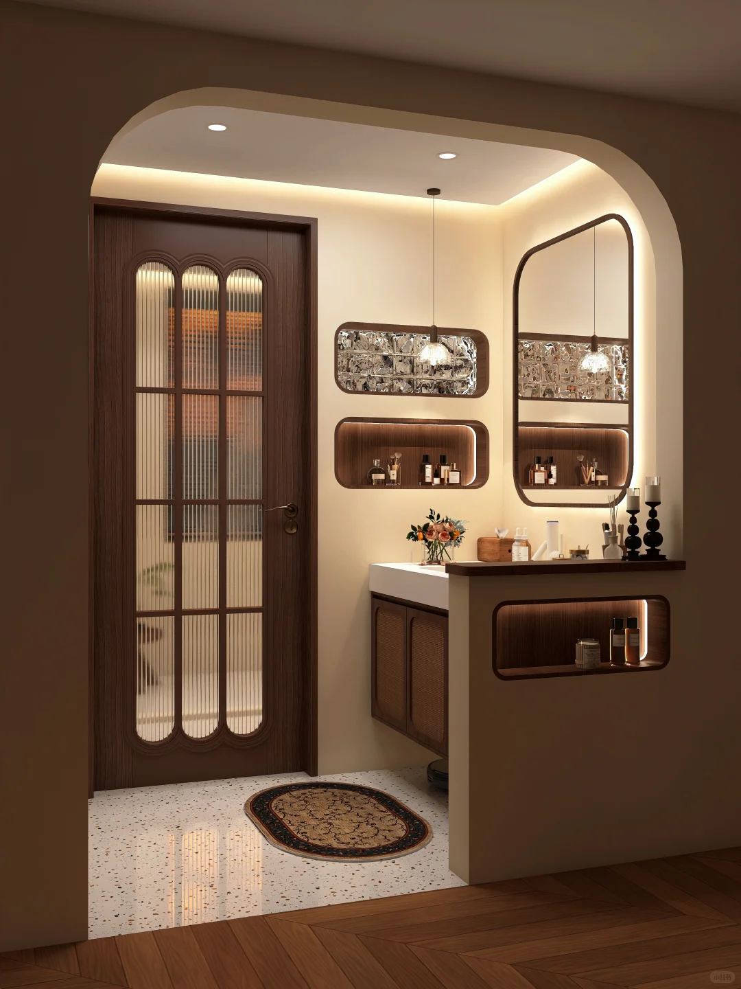 疯狂安利！三分离中古浴室搭配暗装花洒绝了