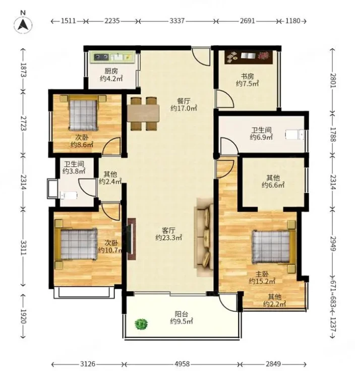 香蜜湖深业中城次新房4房3字头