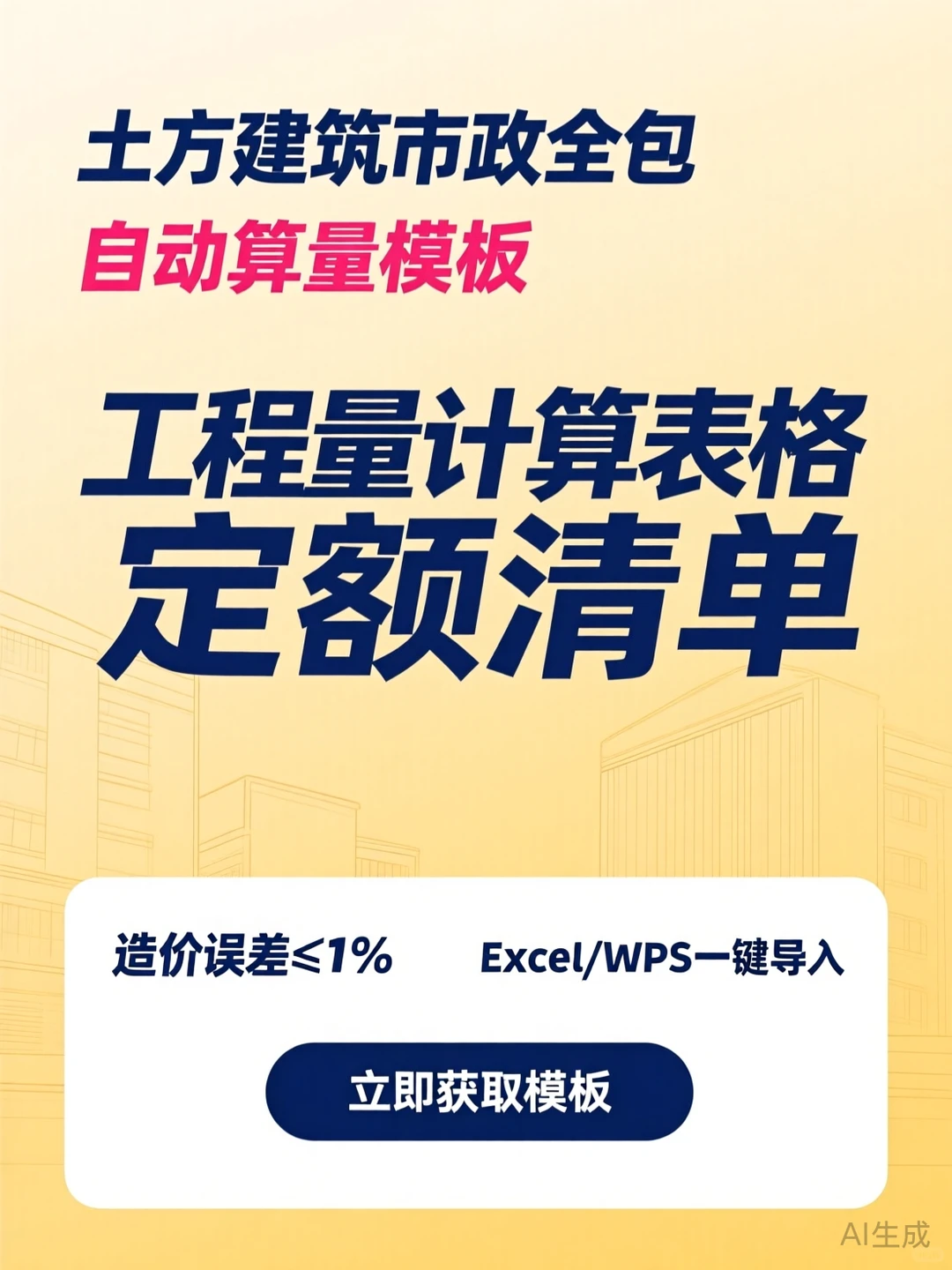 造价自动算量模板｜土建市政装修全搞定