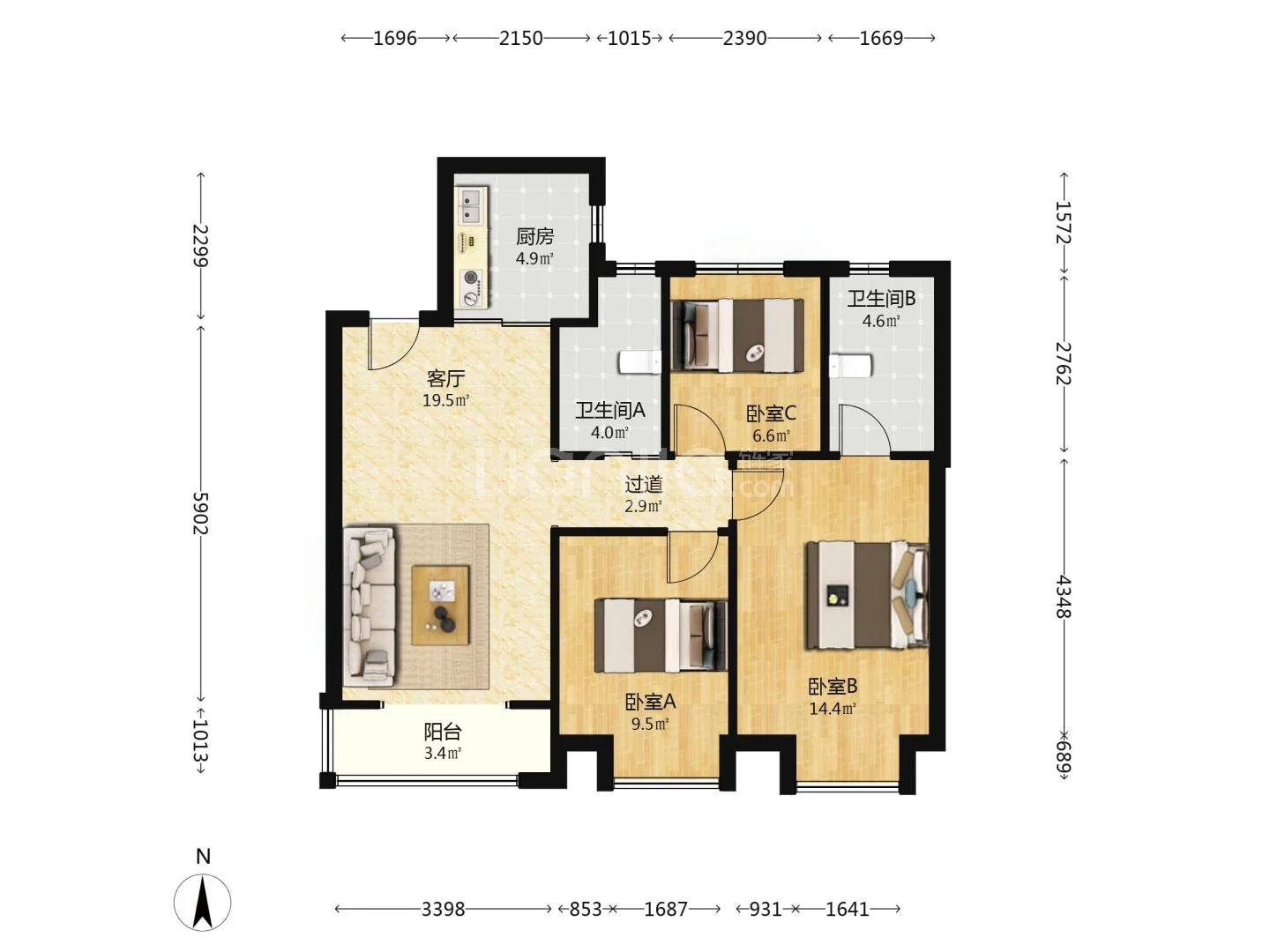 河西三片 | 精装次新房|104平250万