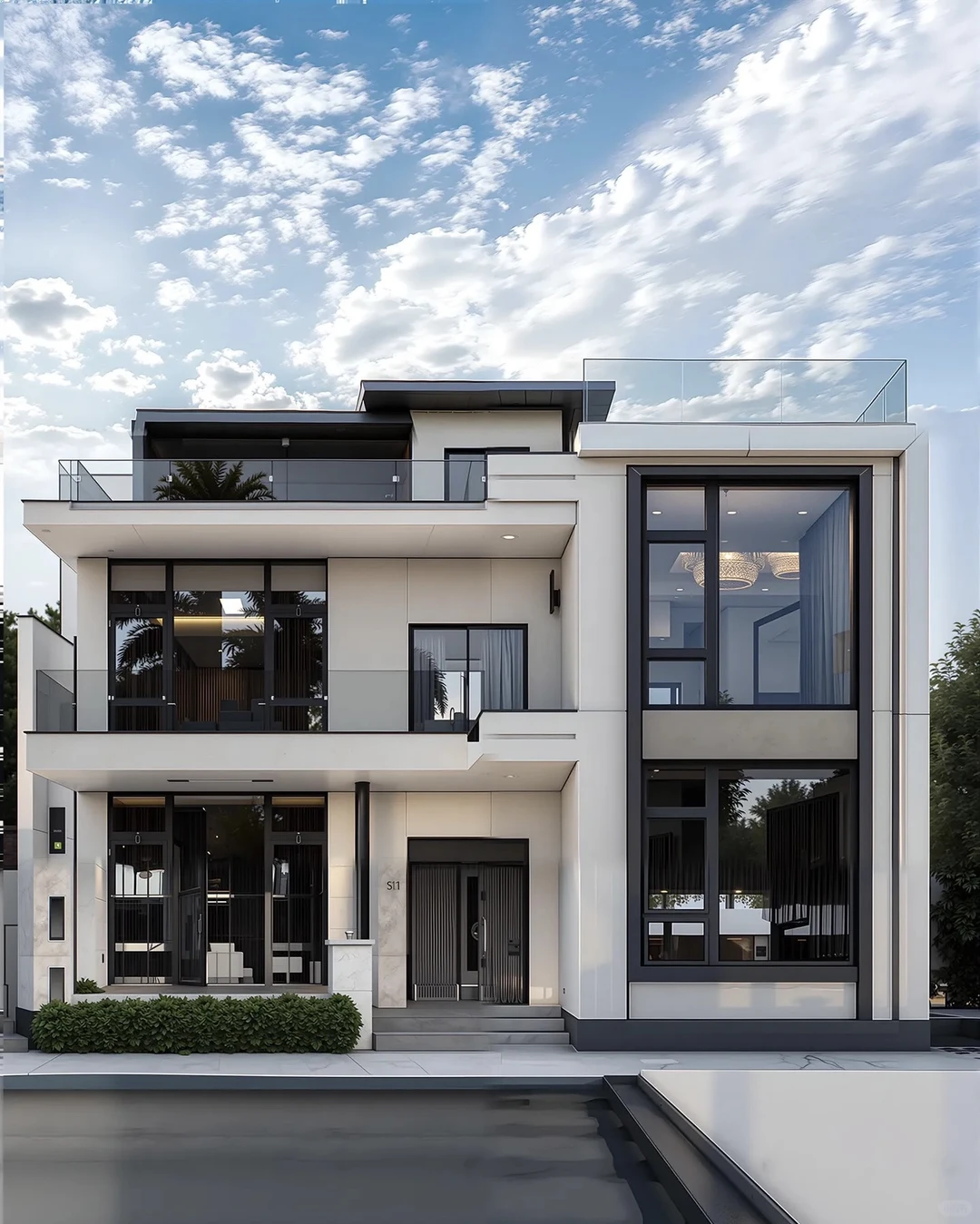 今天分享3套三开间现代别墅！