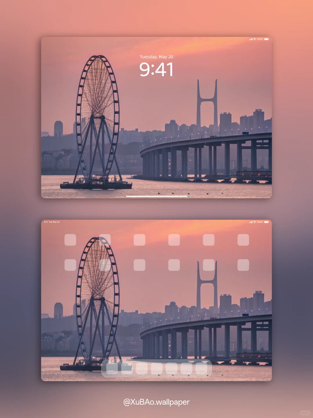 B2513 | 4k壁纸 | 海上黄昏摩天轮