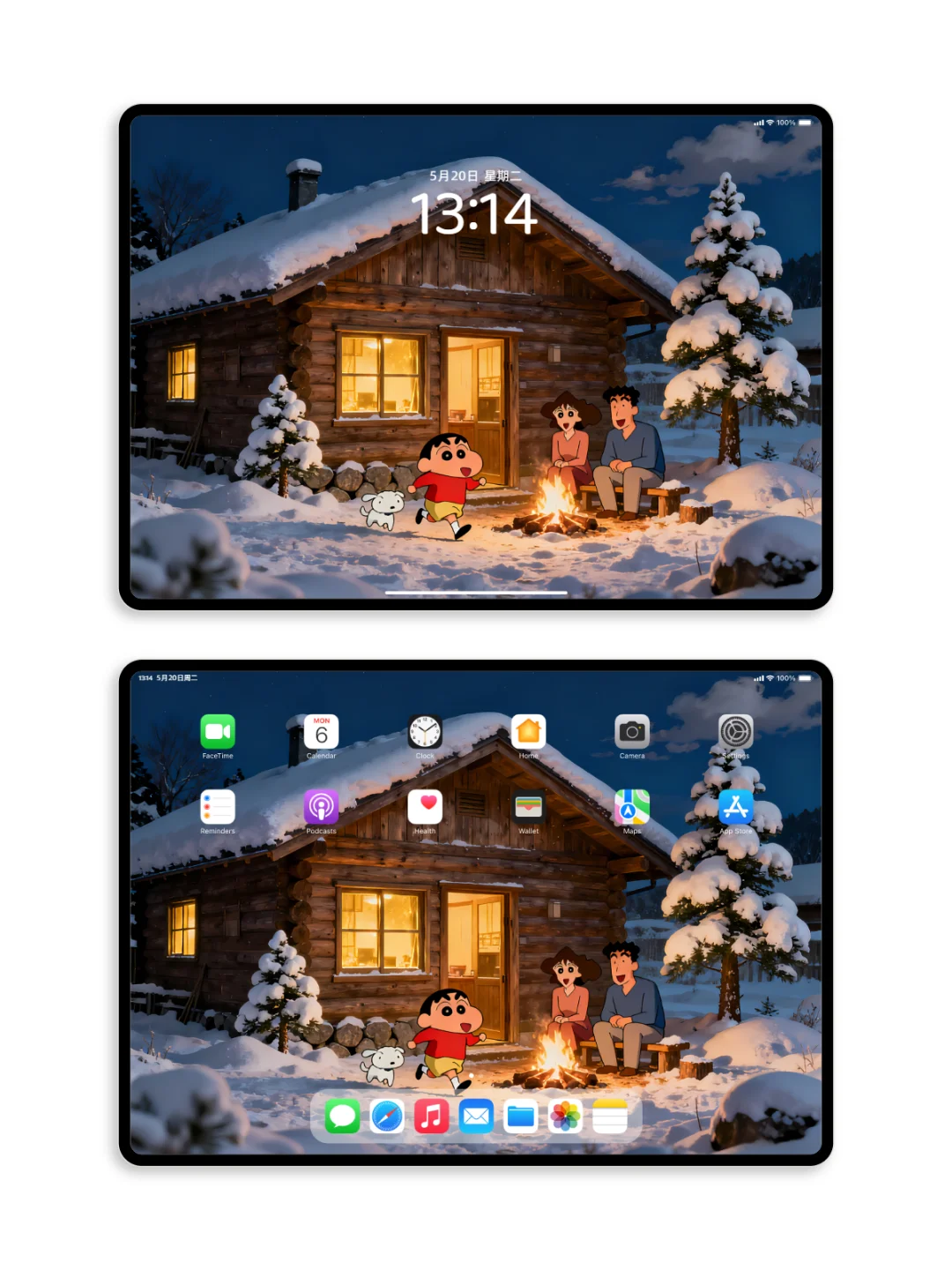 蜡笔小新一家的冬日木屋烟火气❄️