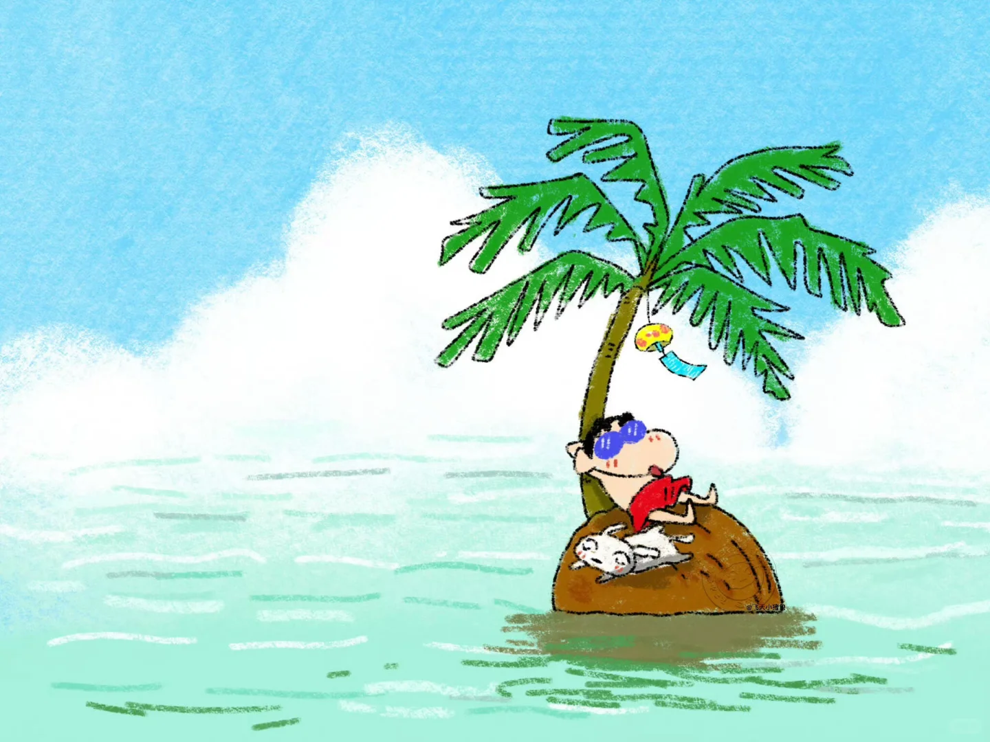 蜡笔小新iPad壁纸｜夏日回忆，治愈系画面😍😍