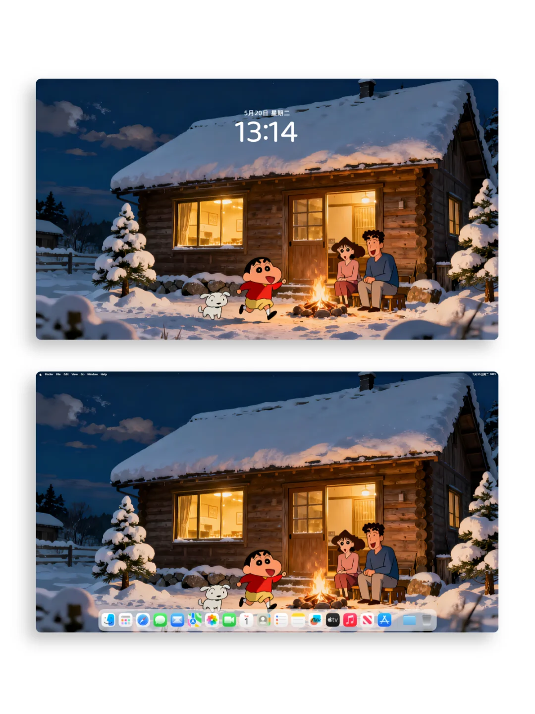 蜡笔小新一家的冬日木屋烟火气❄️