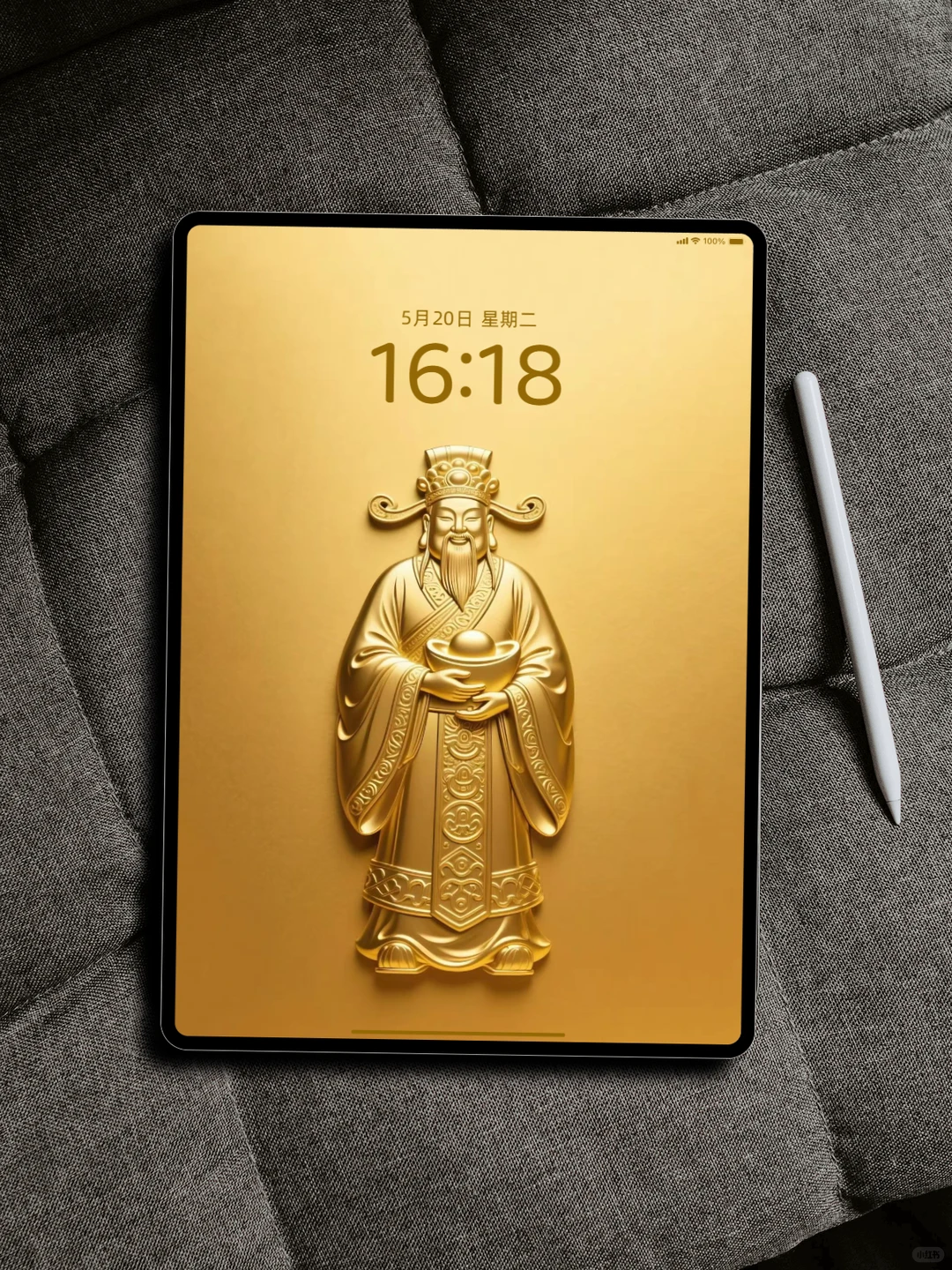 鎏金浮雕财神，财源滚滚，高清手机壁纸