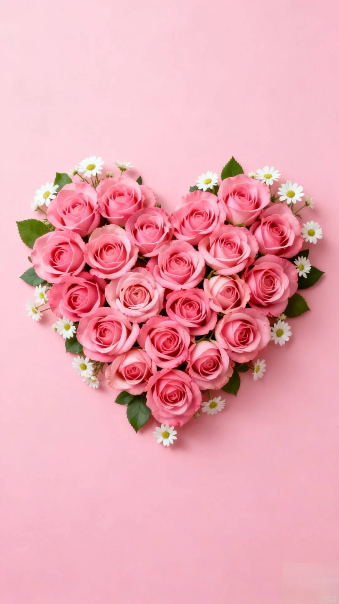 手机壁纸：粉玫瑰爱心