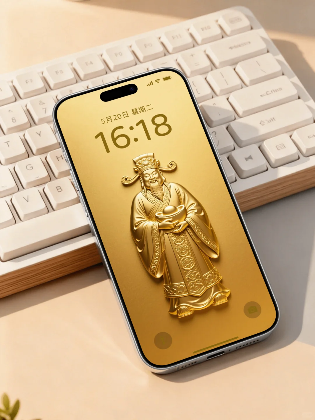 鎏金浮雕财神，财源滚滚，高清手机壁纸