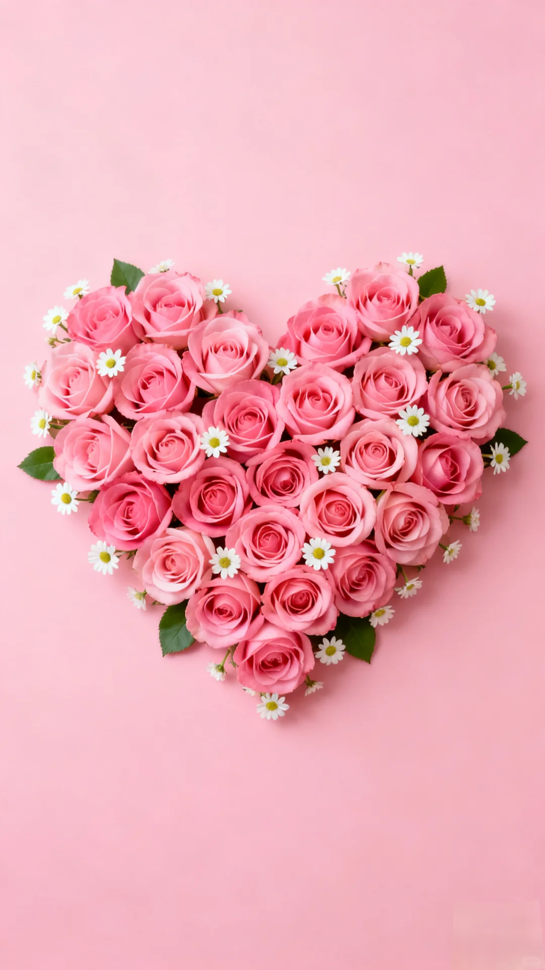 手机壁纸：粉玫瑰爱心