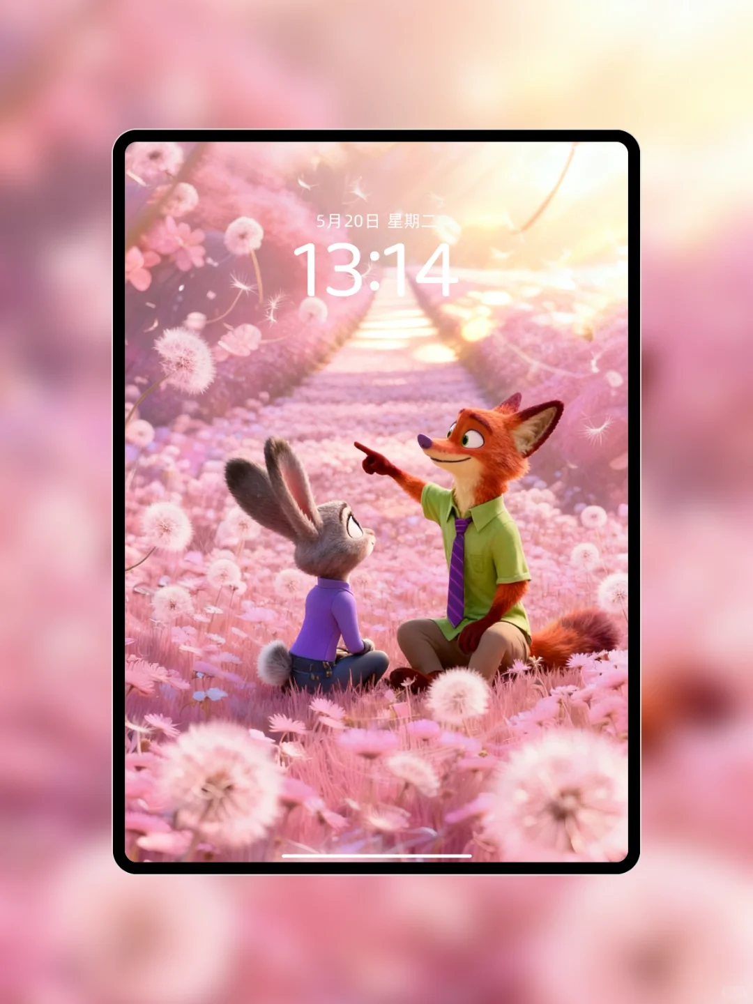 76|疯狂动物城壁纸-粉色郁金香