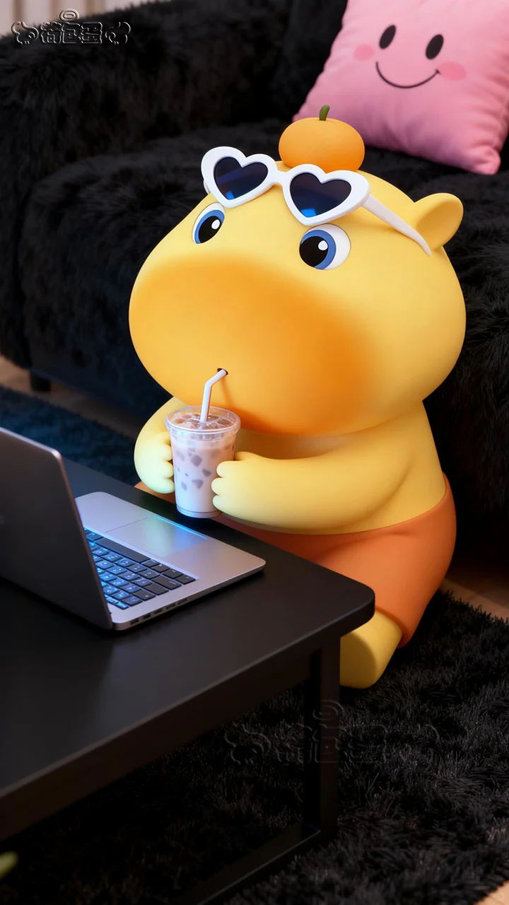 水豚噜噜壁纸丨工作系手机平板治愈背景壁纸