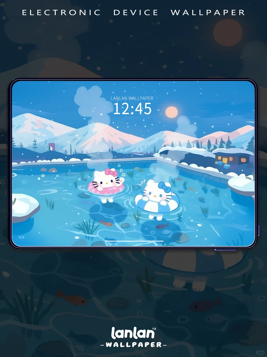 平板壁纸｜双子Kitty 冬日温泉物语💕❄️