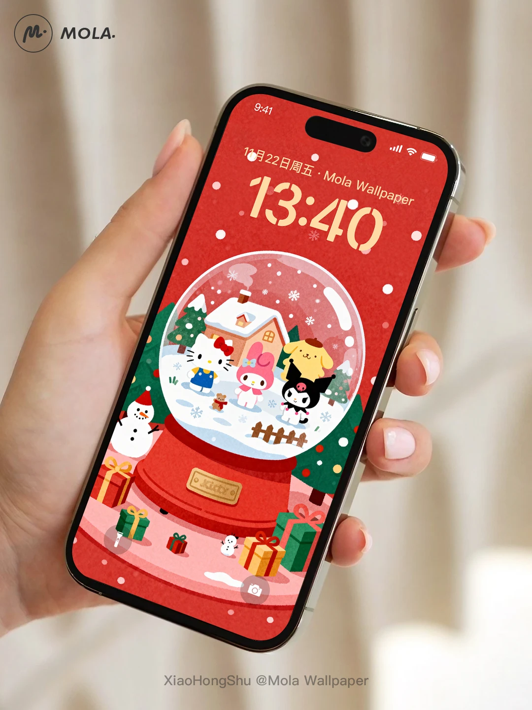 Hellokitty圣诞水晶球 | 手机壁纸 118