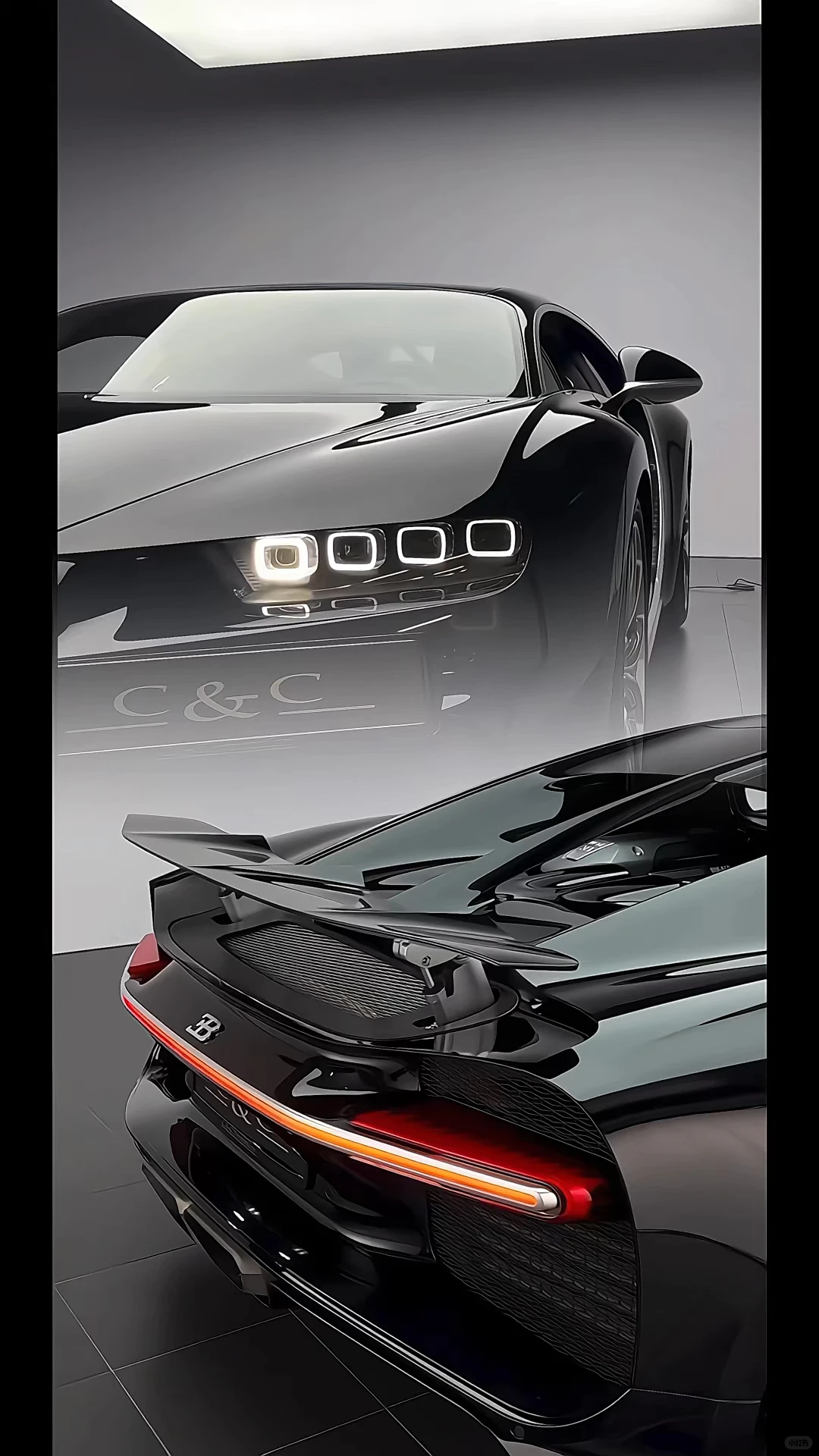 布加迪Chiron前脸与车尾动态壁纸