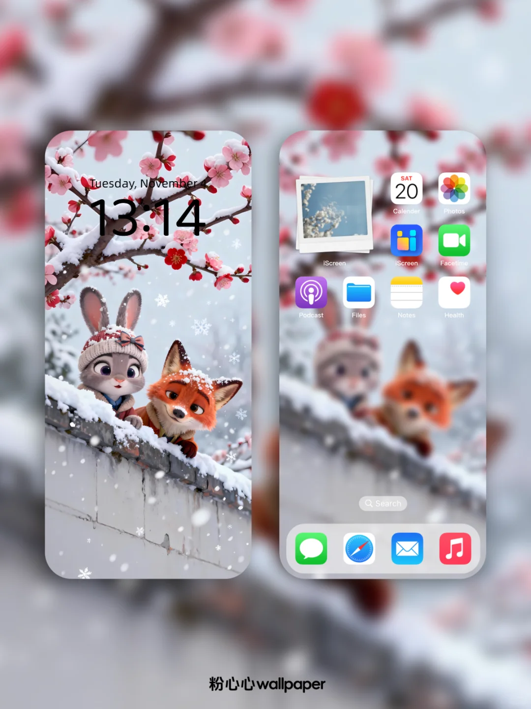 雪落梅开，墙头的朱迪与尼克｜动态壁纸｜106