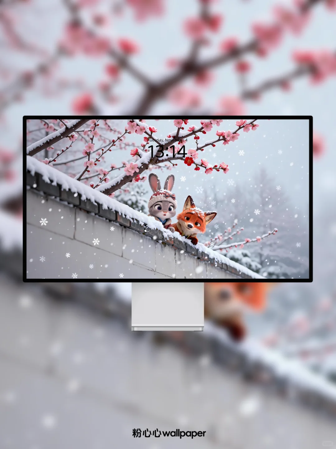 雪落梅开，墙头的朱迪与尼克｜动态壁纸｜106