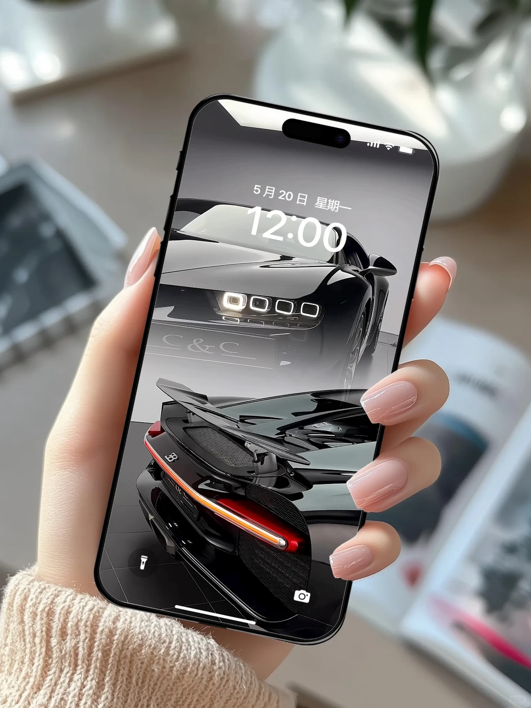 布加迪Chiron前脸与车尾动态壁纸