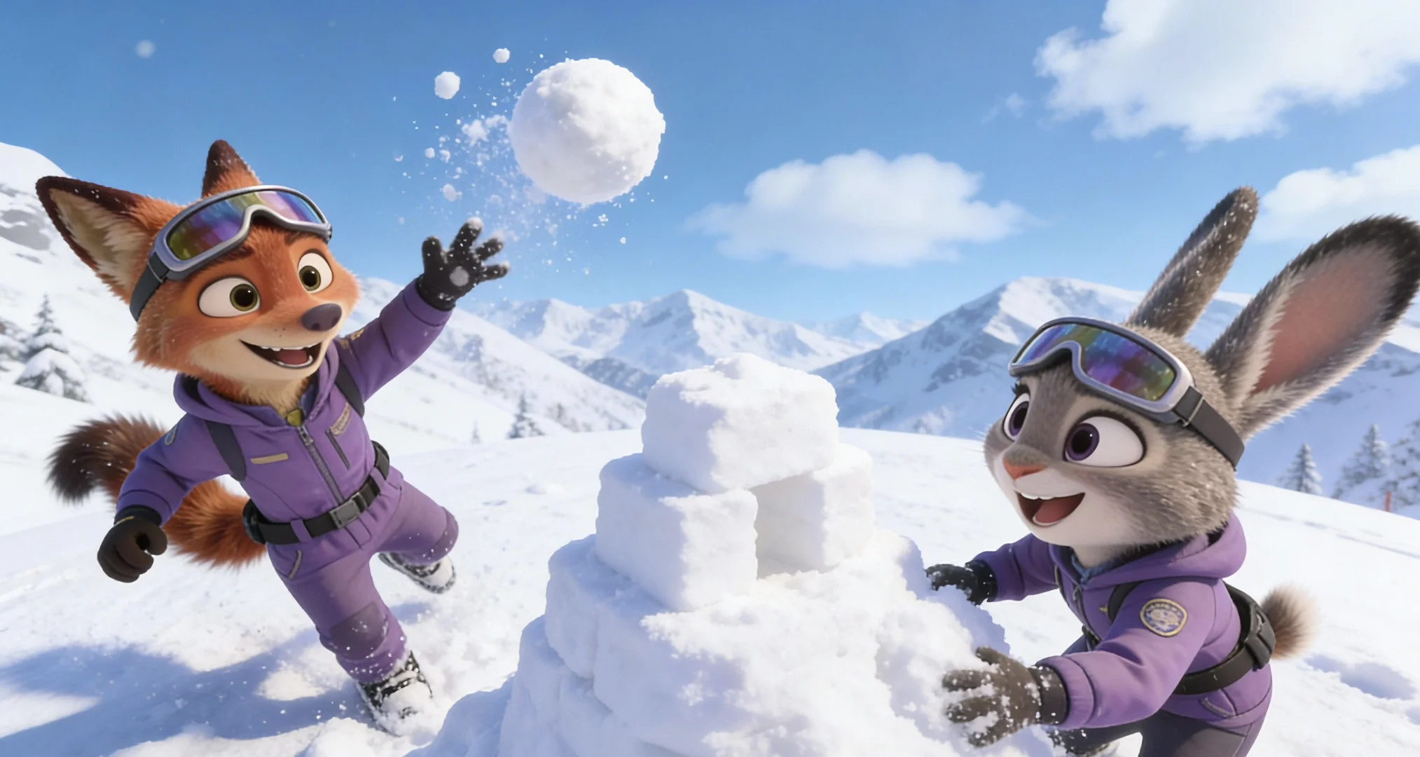 疯狂动物城朱迪尼克滑雪壁纸4K无水印免费领