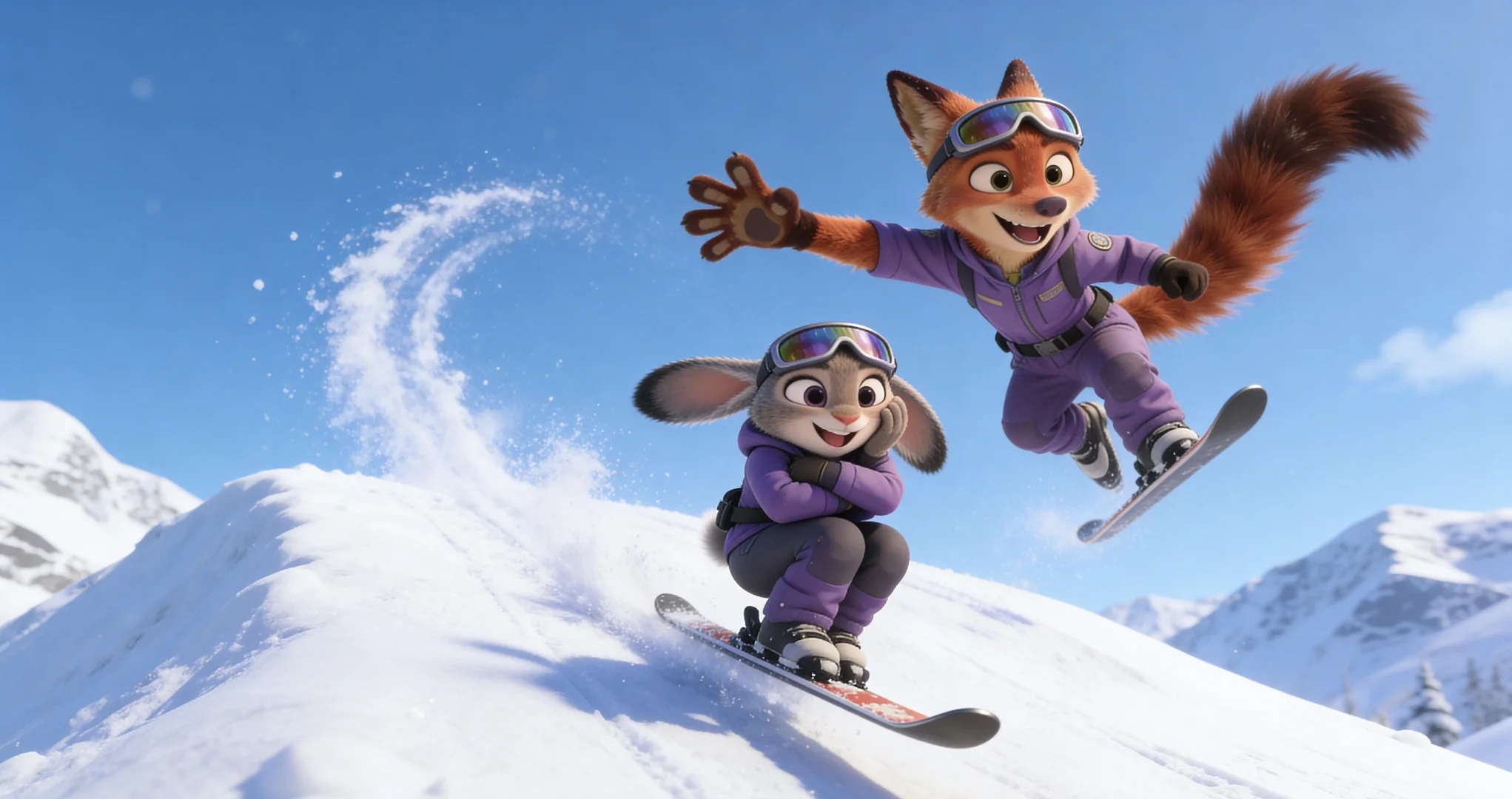 疯狂动物城朱迪尼克滑雪壁纸4K无水印免费领