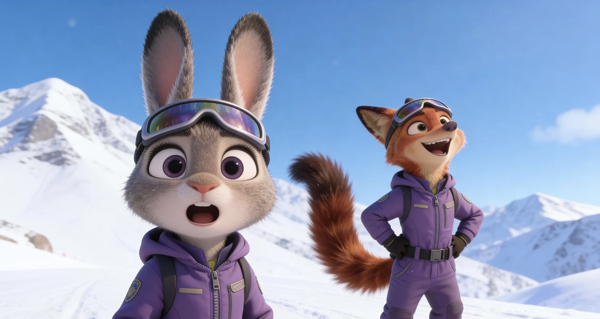 疯狂动物城朱迪尼克滑雪壁纸4K无水印免费领