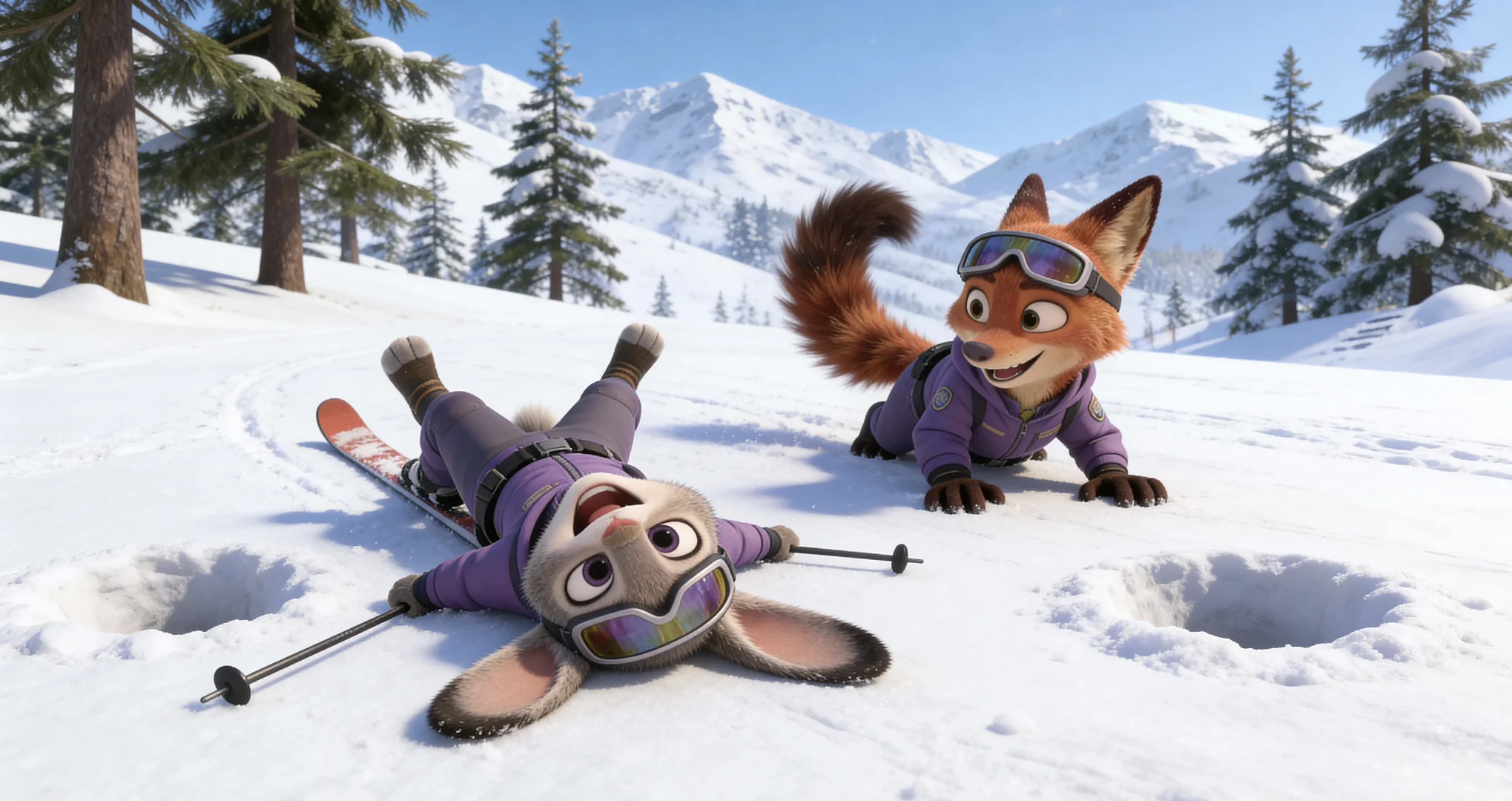 疯狂动物城朱迪尼克滑雪壁纸4K无水印免费领
