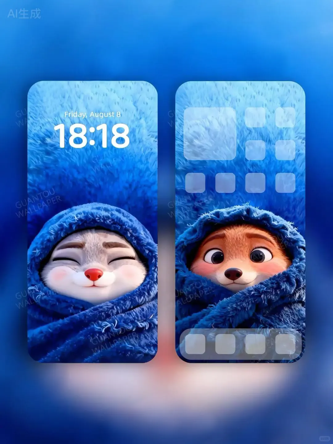 动态壁纸 | 裹着蓝色毛毯的小可爱