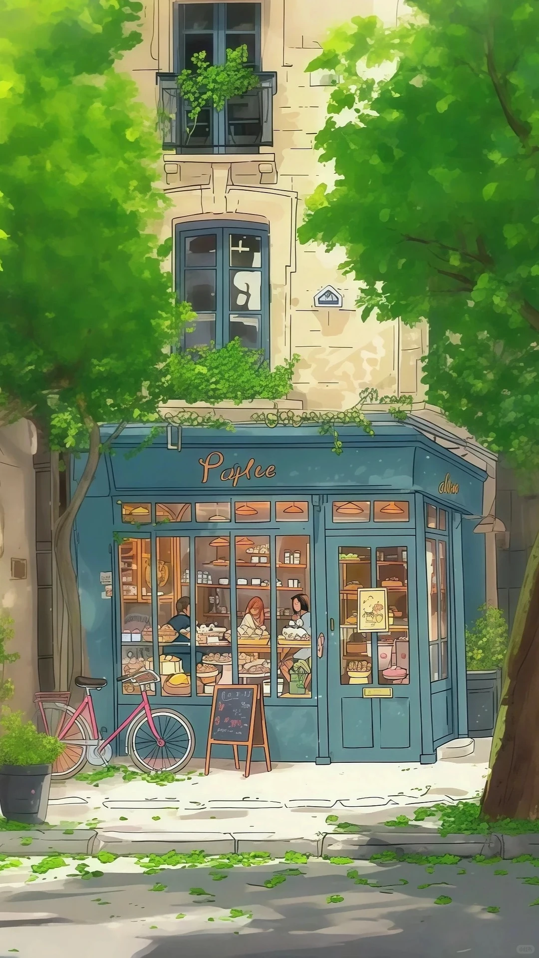 春夏秋冬｜咖啡店｜壁纸 手绘风