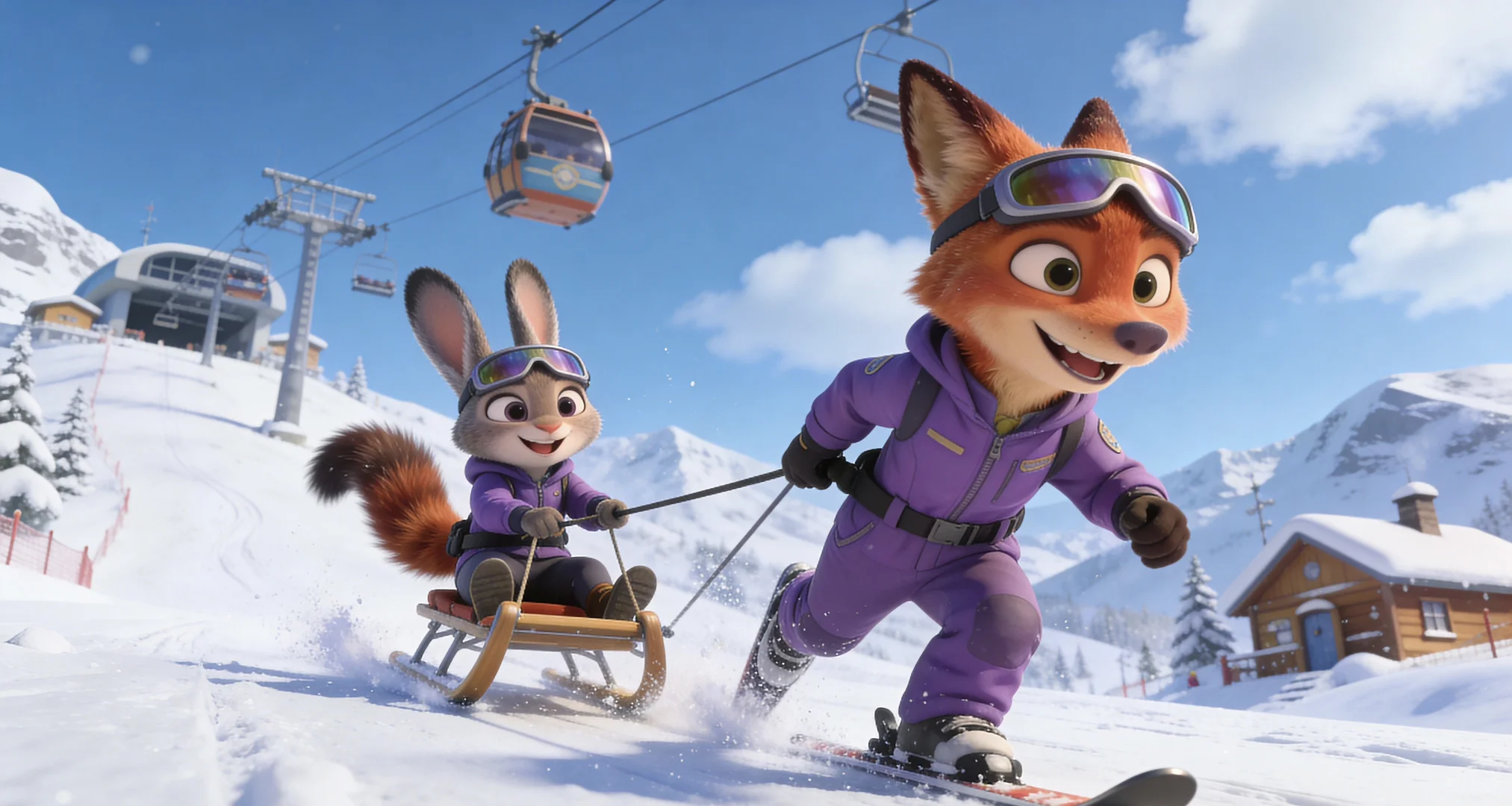 疯狂动物城朱迪尼克滑雪壁纸4K无水印免费领