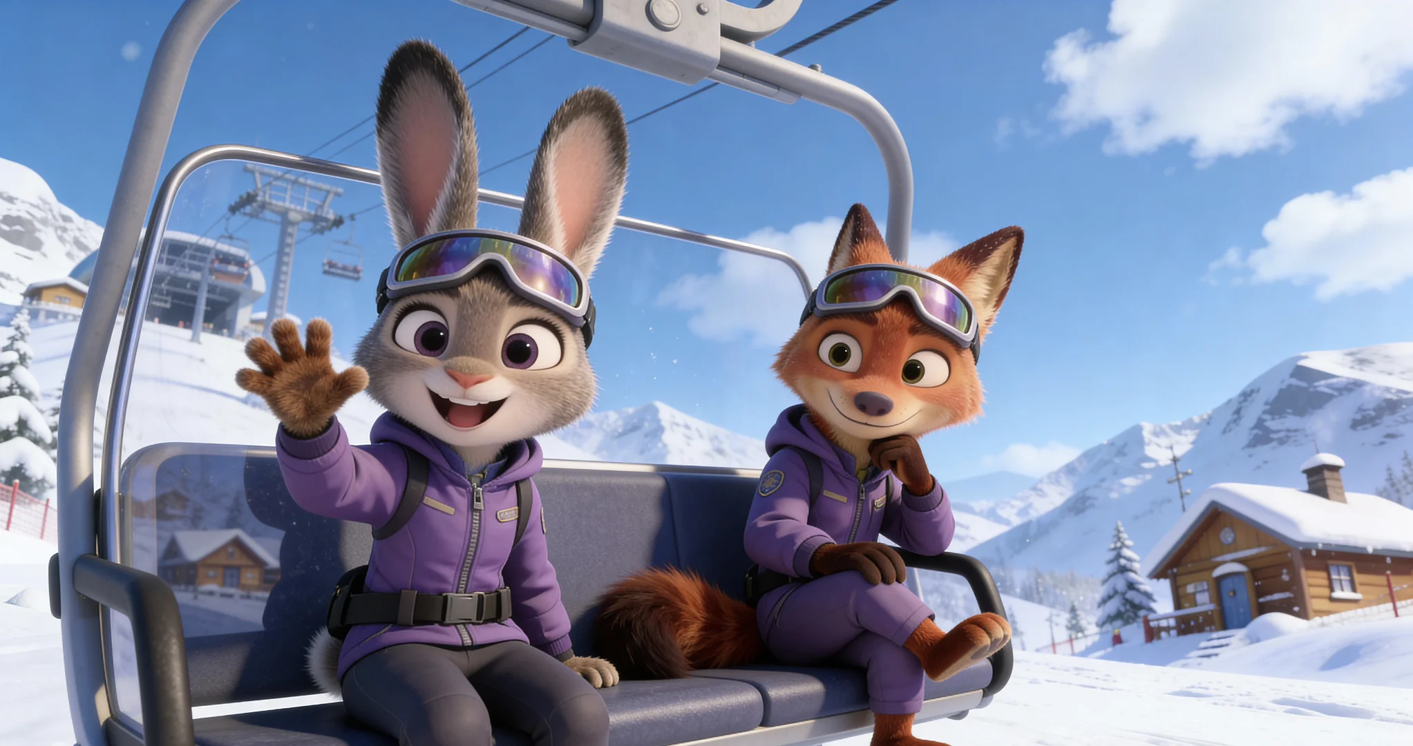 疯狂动物城朱迪尼克滑雪壁纸4K无水印免费领