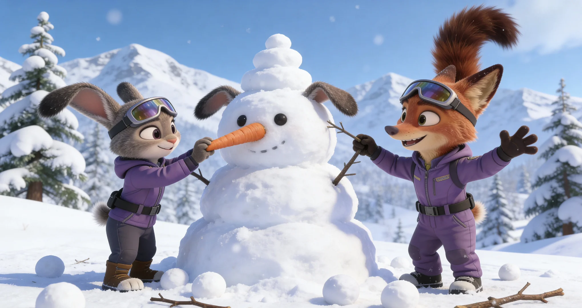 疯狂动物城朱迪尼克滑雪壁纸4K无水印免费领