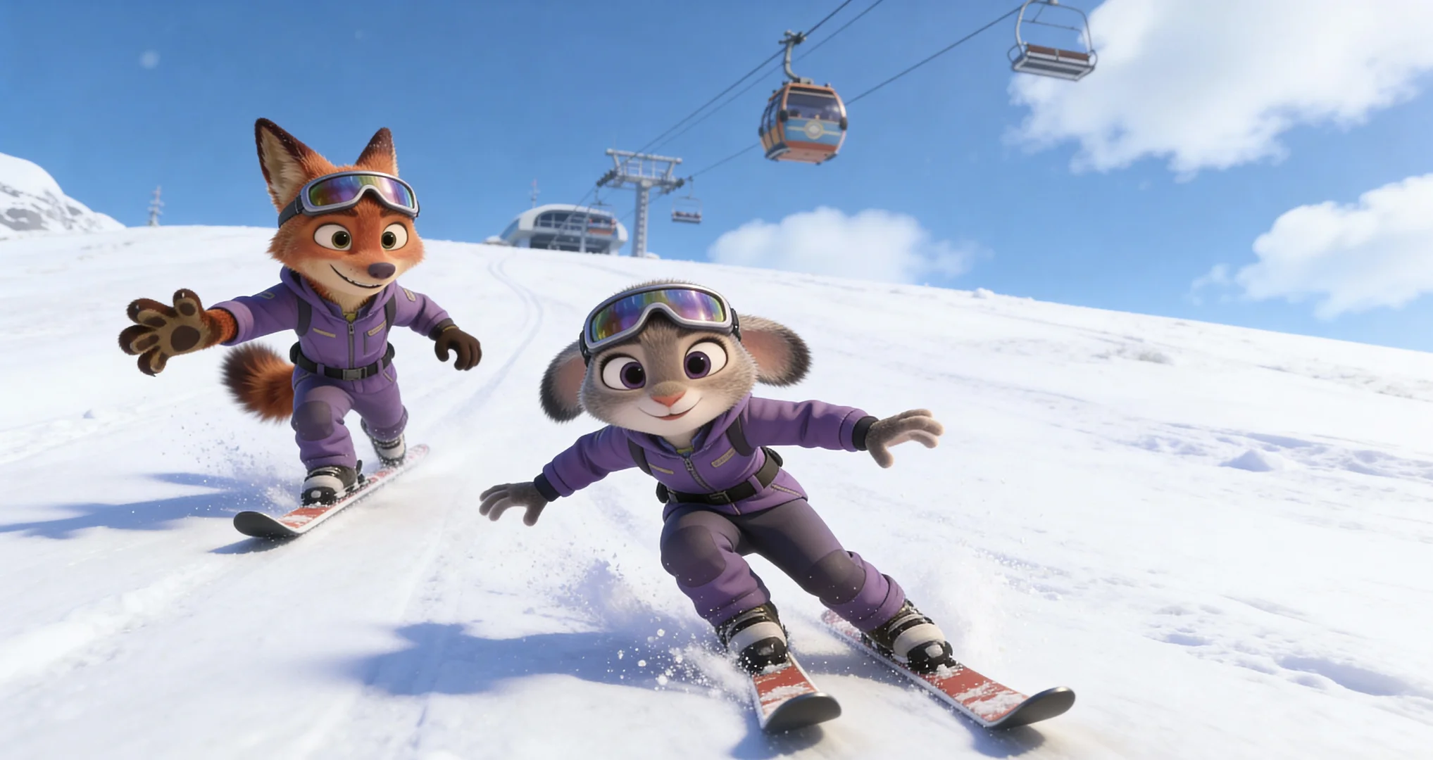 疯狂动物城朱迪尼克滑雪壁纸4K无水印免费领