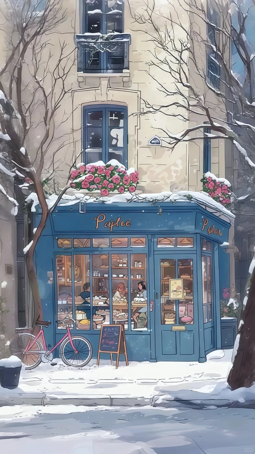 春夏秋冬｜咖啡店｜壁纸 手绘风