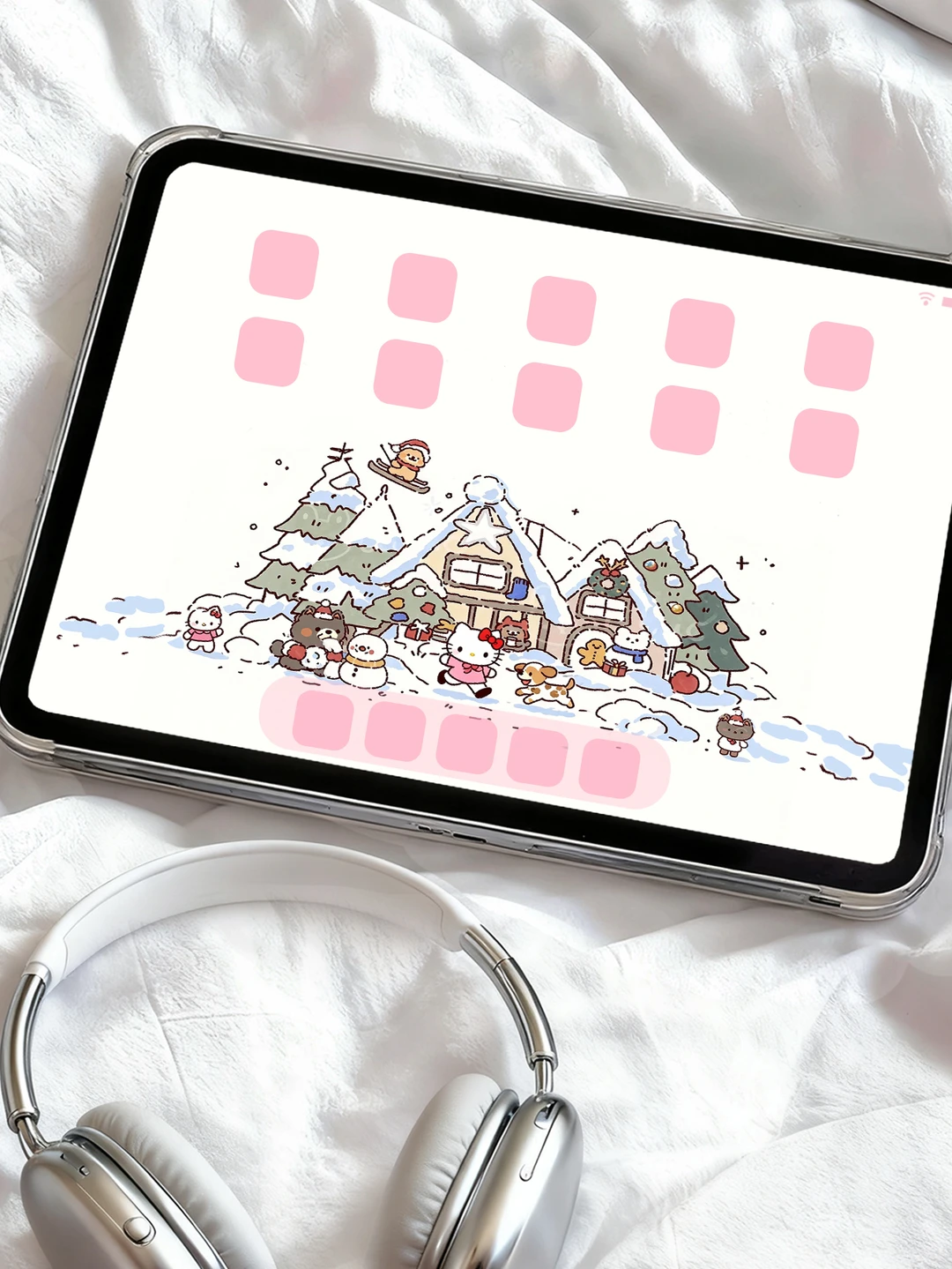 16- 平板壁纸 |下雪天| hellokitty冬日壁纸