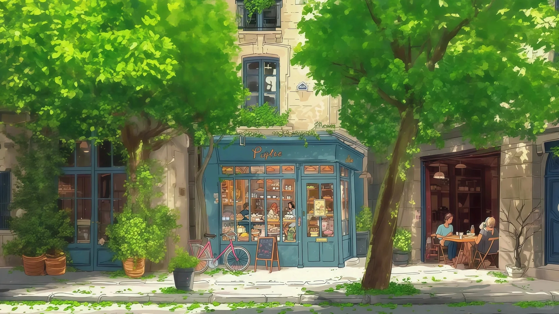 春夏秋冬｜咖啡店｜壁纸 手绘风